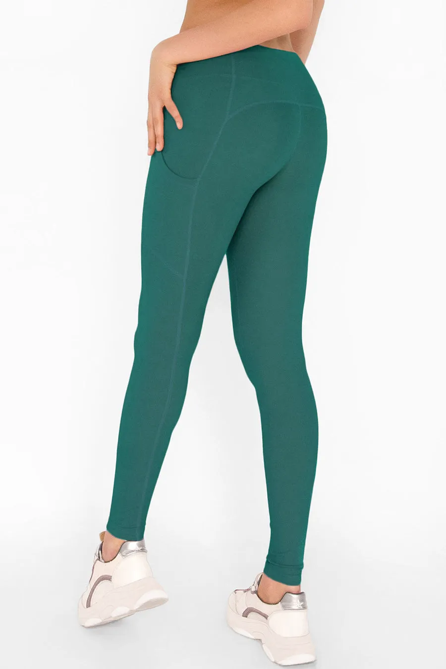 4 for $54 - Emerald Green Cassi Side Pockets Workout Leggings Yoga Pants - Women