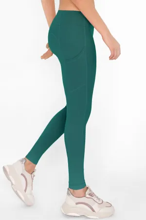 4 for $54 - Emerald Green Cassi Side Pockets Workout Leggings Yoga Pants - Women