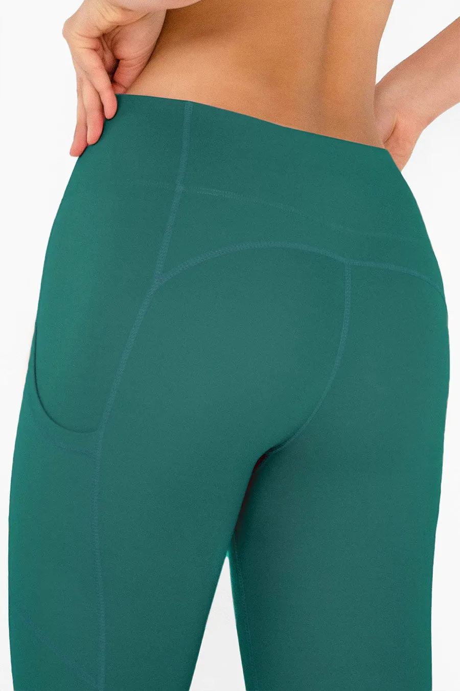 4 for $54 - Emerald Green Cassi Side Pockets Workout Leggings Yoga Pants - Women