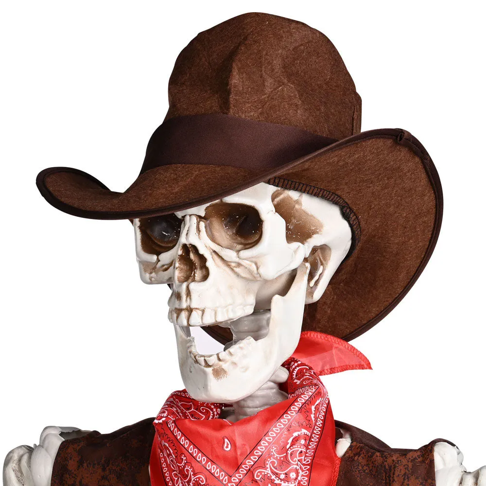 5.4ft Life Size Halloween Cowboy Skeleton Yard Display