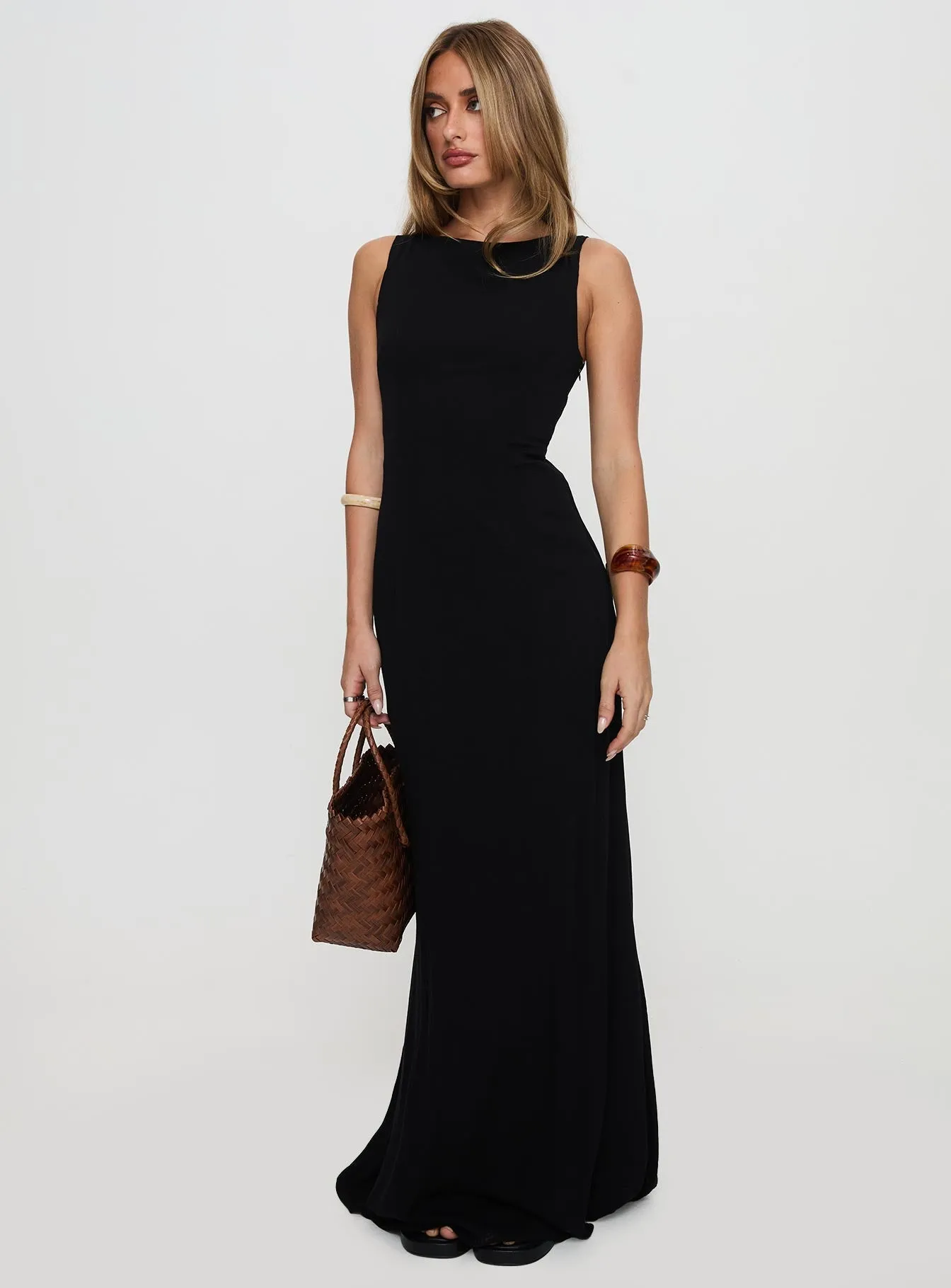 Ace Of Hearts Backless Maxi Dress Black