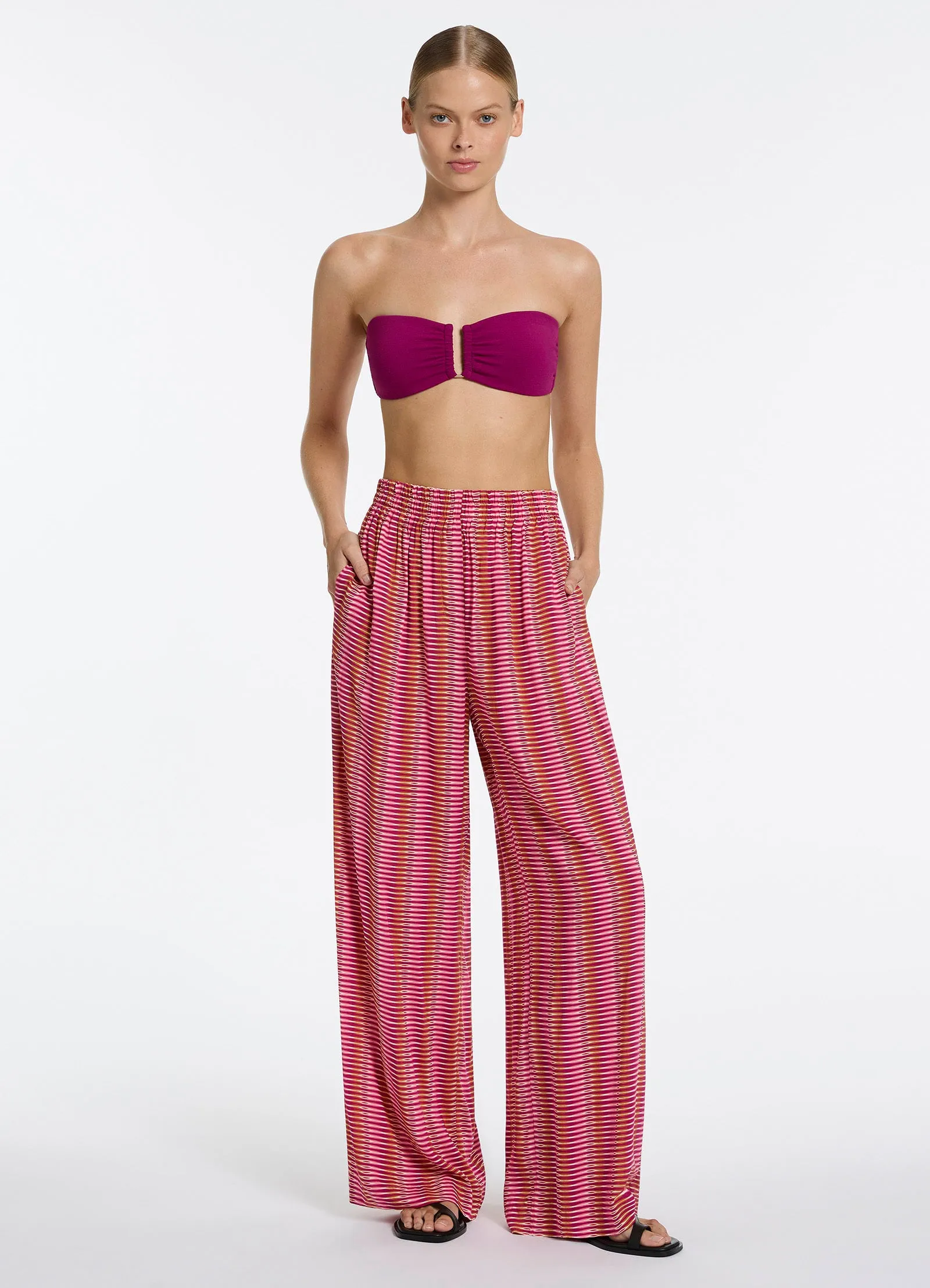 Alessia Geo Wide Leg Pant - Peony