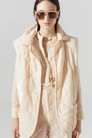 Alice Silk Velvet Vest - Nude