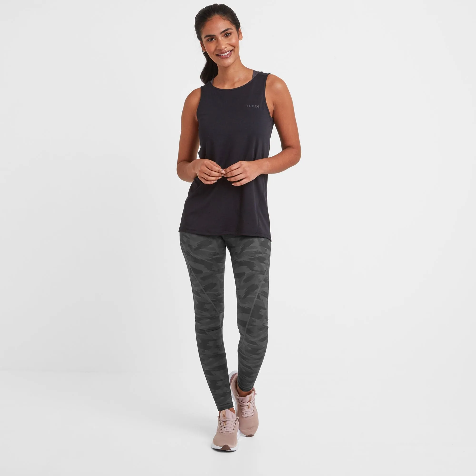 Bades Womens Gym Leggings - Coal Grey Print