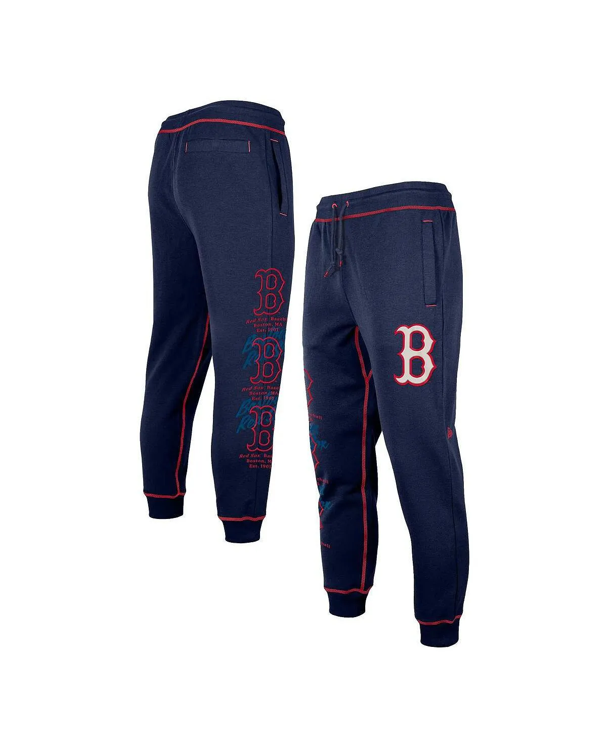 Boston Red Sox Team New Era Men's Navy Blue Split Joggers