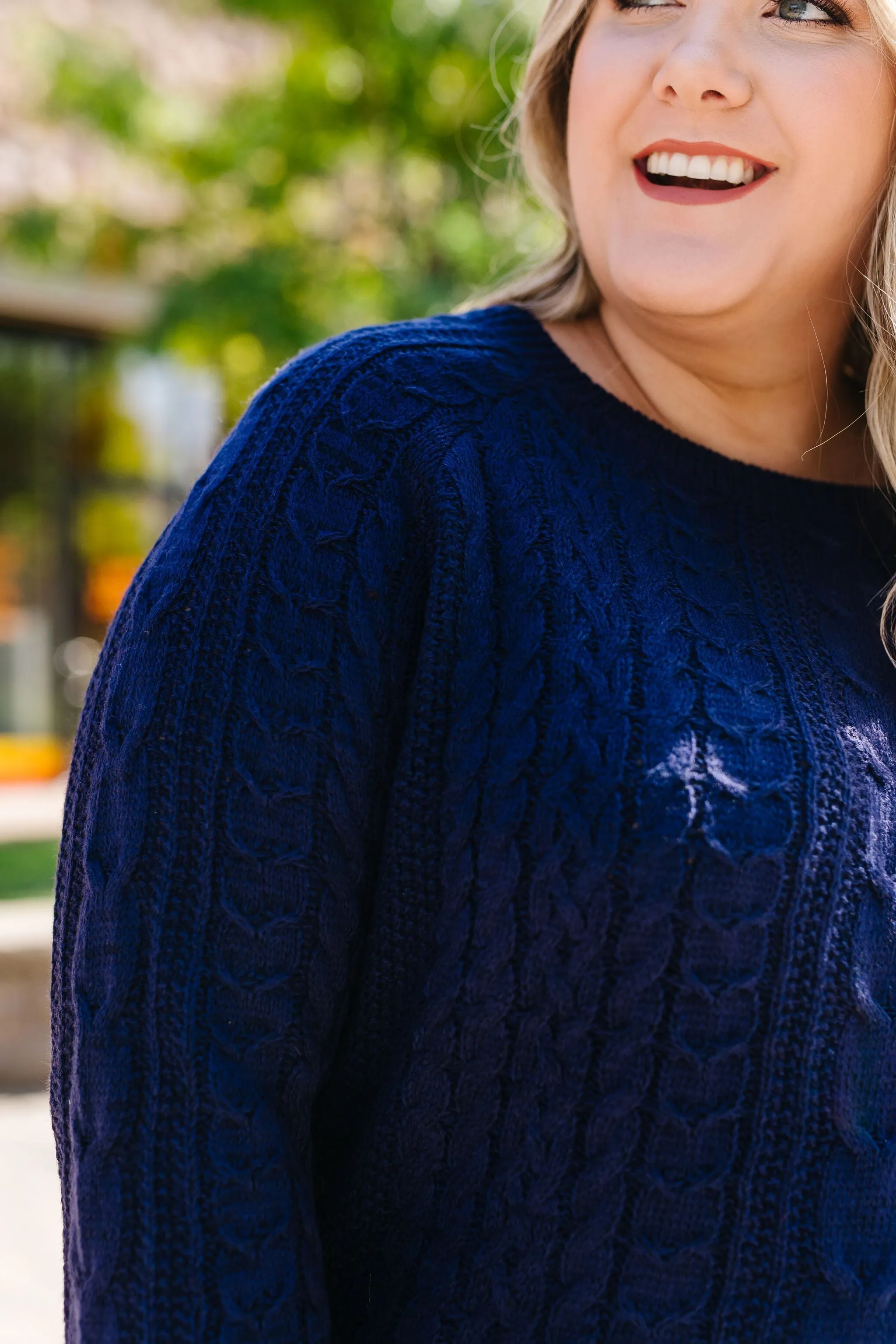 Cable Knit Navy Sweater