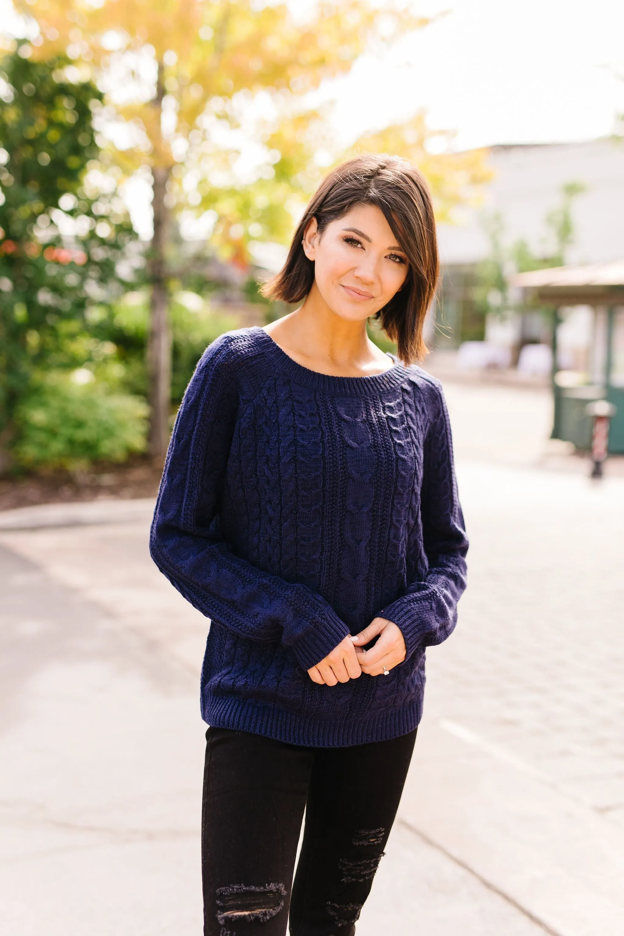 Cable Knit Navy Sweater