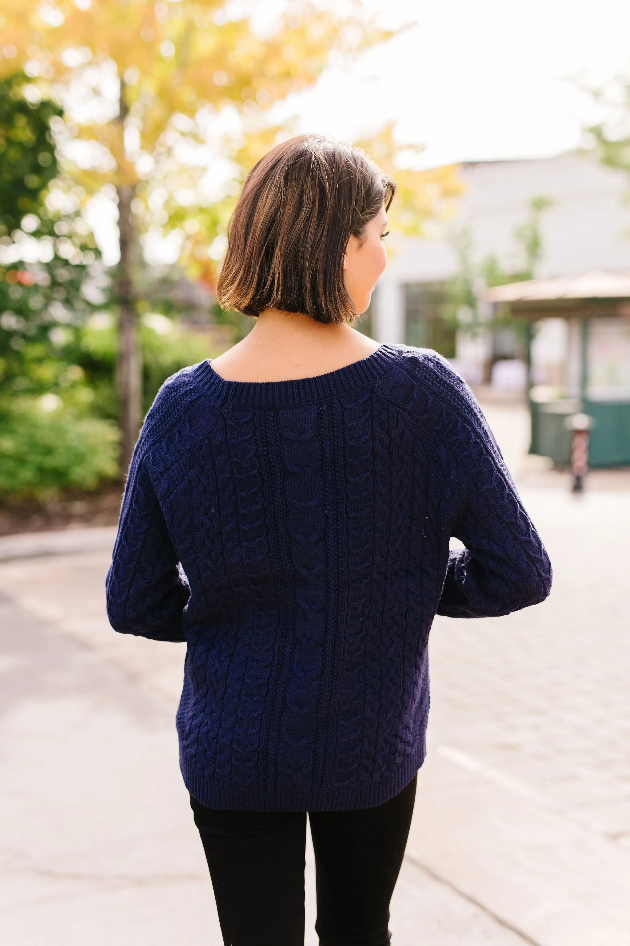 Cable Knit Navy Sweater