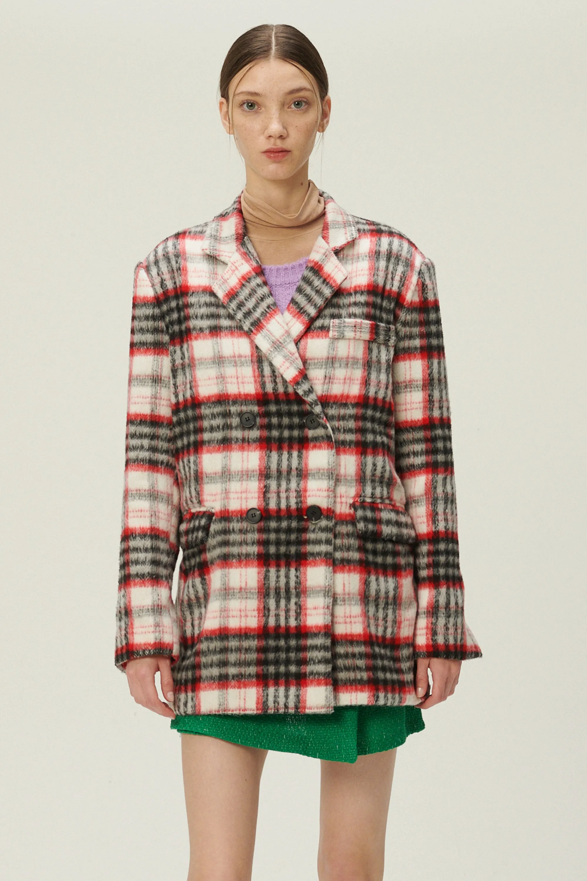 Caroline Plaid Coat w/Belt