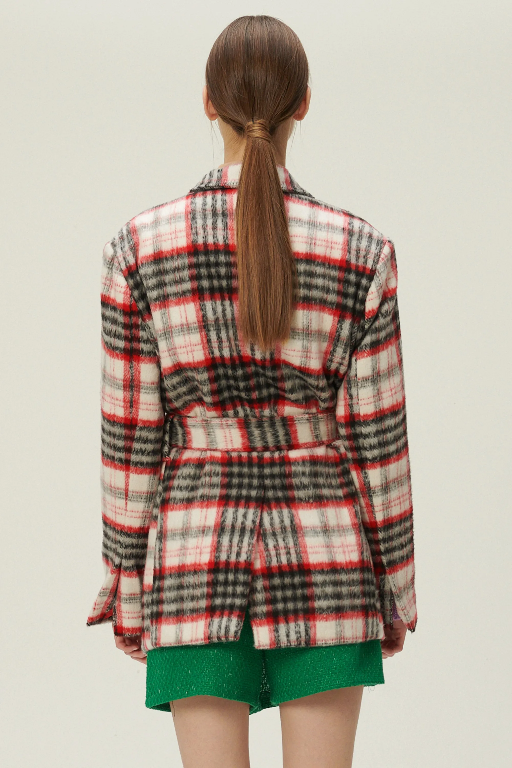 Caroline Plaid Coat w/Belt