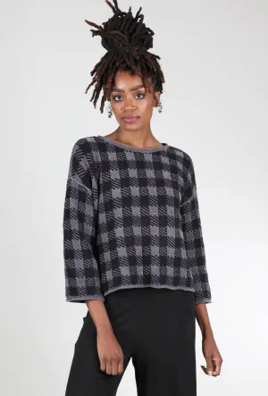 Chenille Check Topper, Charcoal