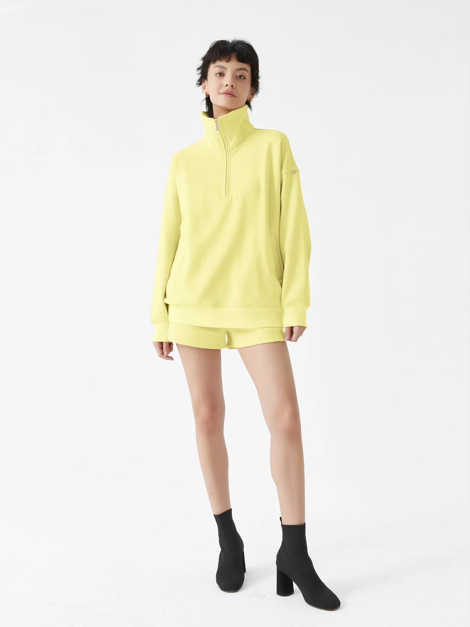 Cubby Half Zip-up Sweatshirt, Oversized