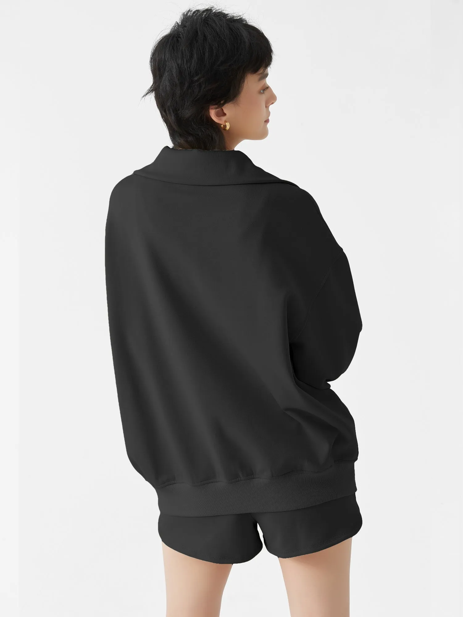 Cubby Half Zip-up Sweatshirt, Oversized