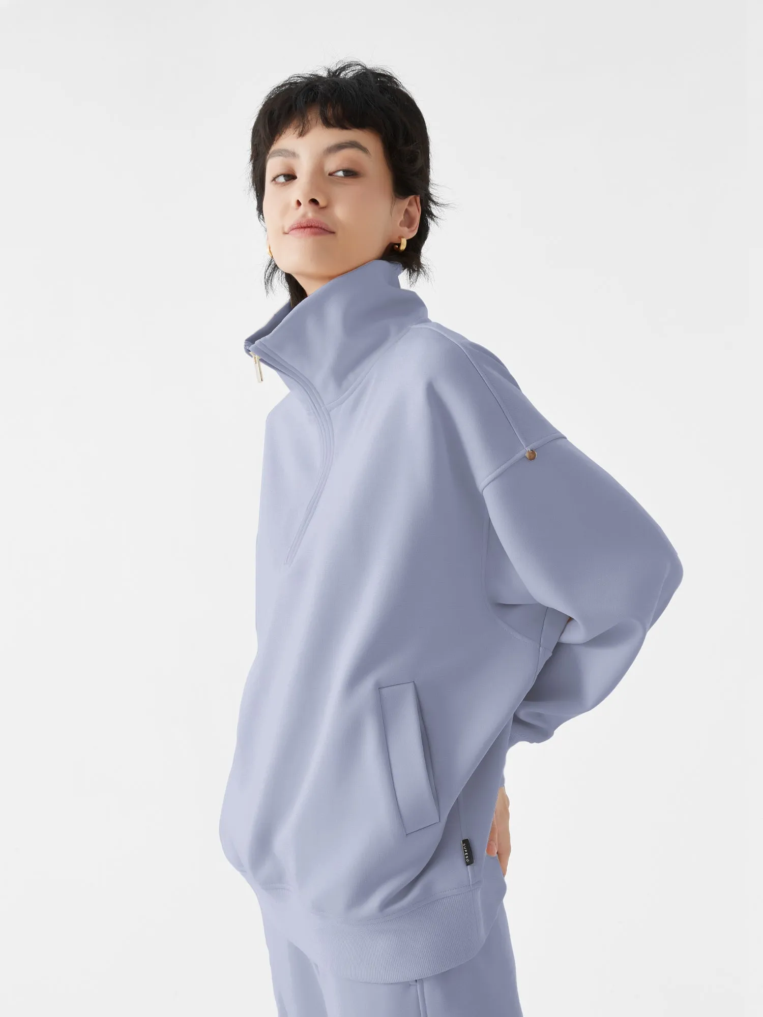 Cubby Half Zip-up Sweatshirt, Oversized