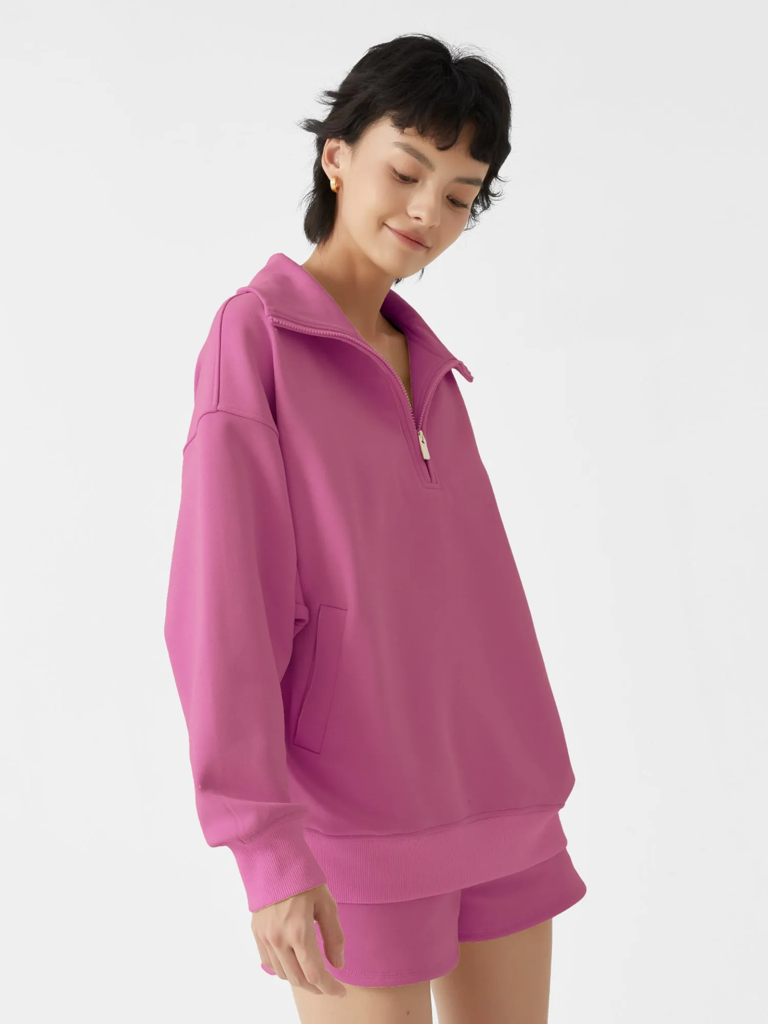 Cubby Half Zip-up Sweatshirt, Oversized