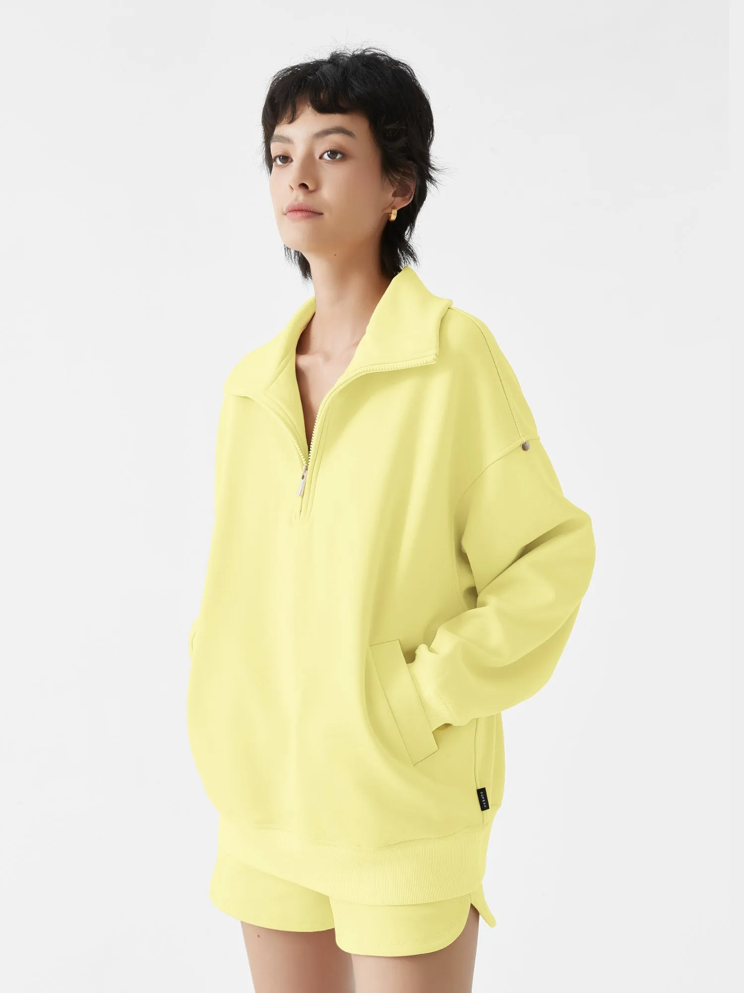 Cubby Half Zip-up Sweatshirt, Oversized