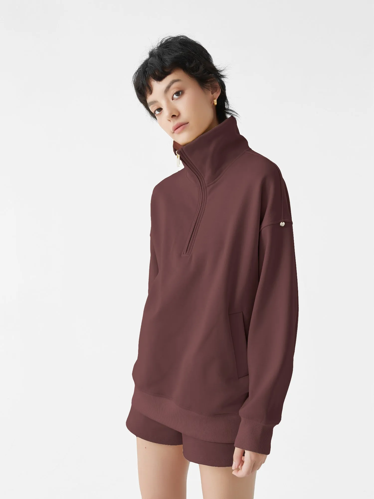 Cubby Half Zip-up Sweatshirt, Oversized