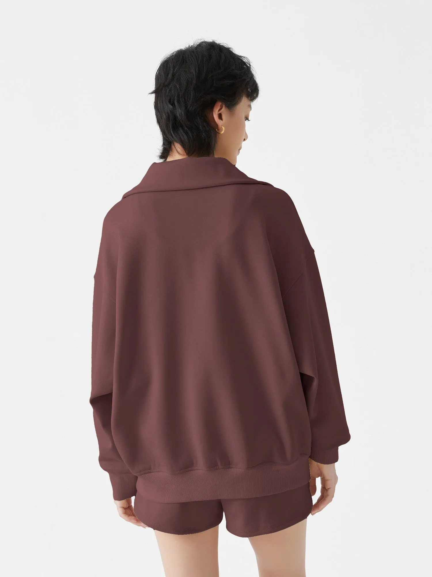 Cubby Half Zip-up Sweatshirt, Oversized