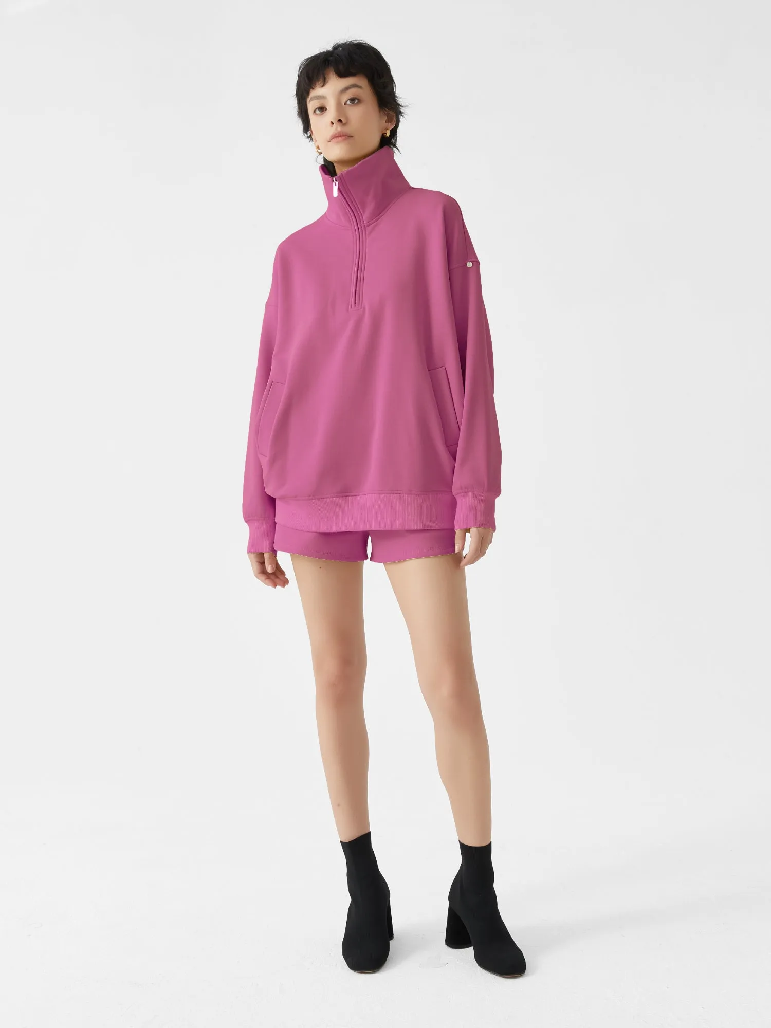 Cubby Half Zip-up Sweatshirt, Oversized