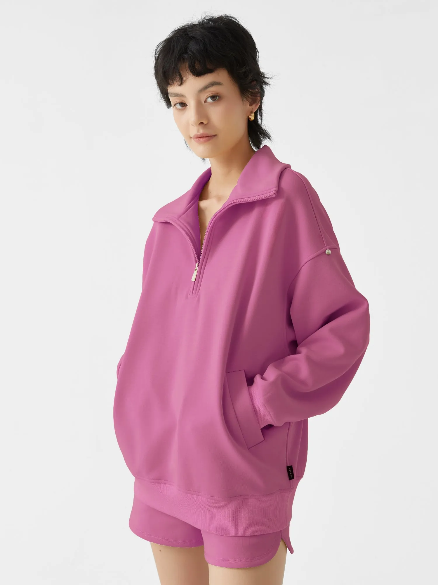 Cubby Half Zip-up Sweatshirt, Oversized