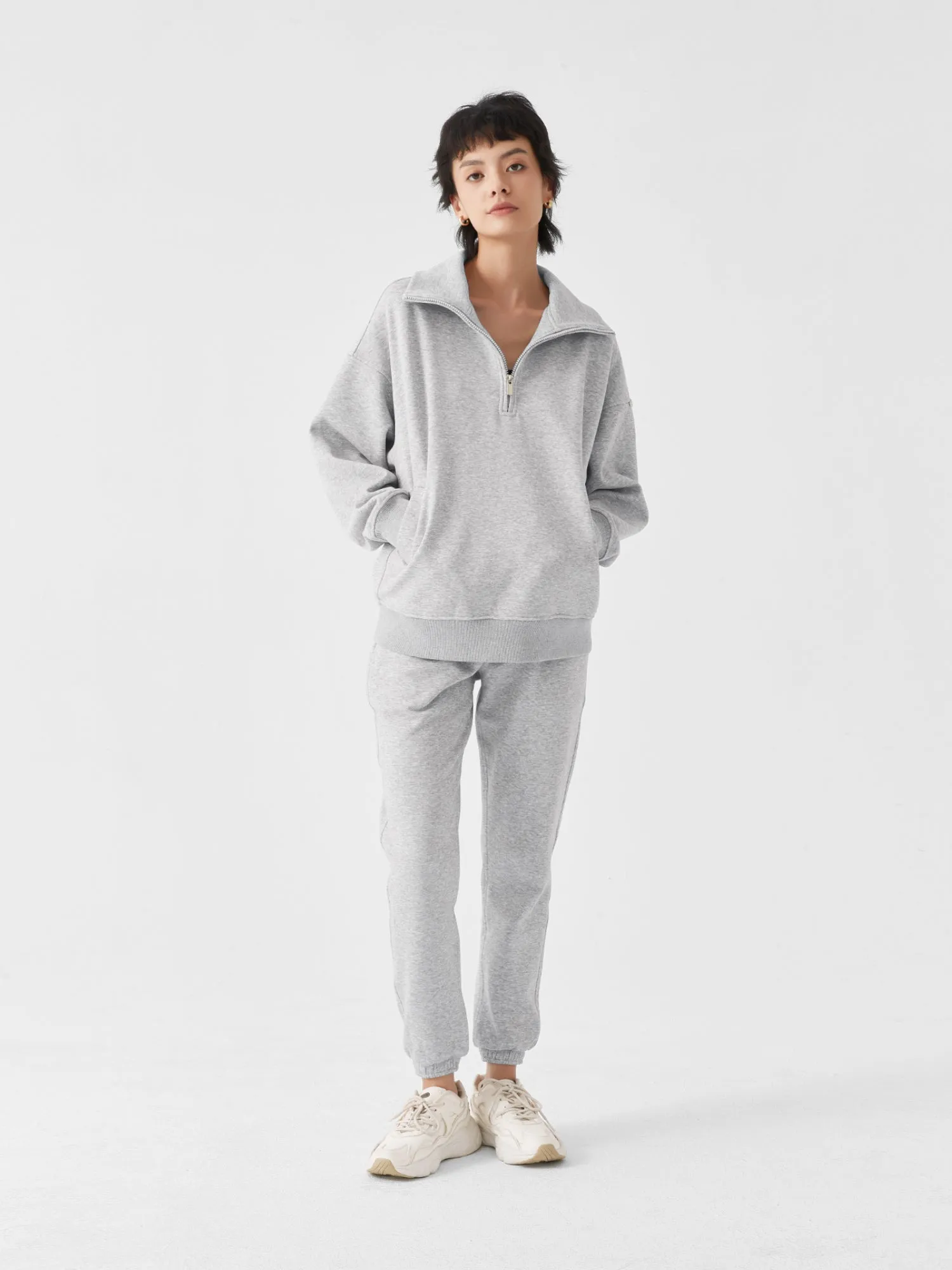 Cubby Half Zip-up Sweatshirt, Oversized