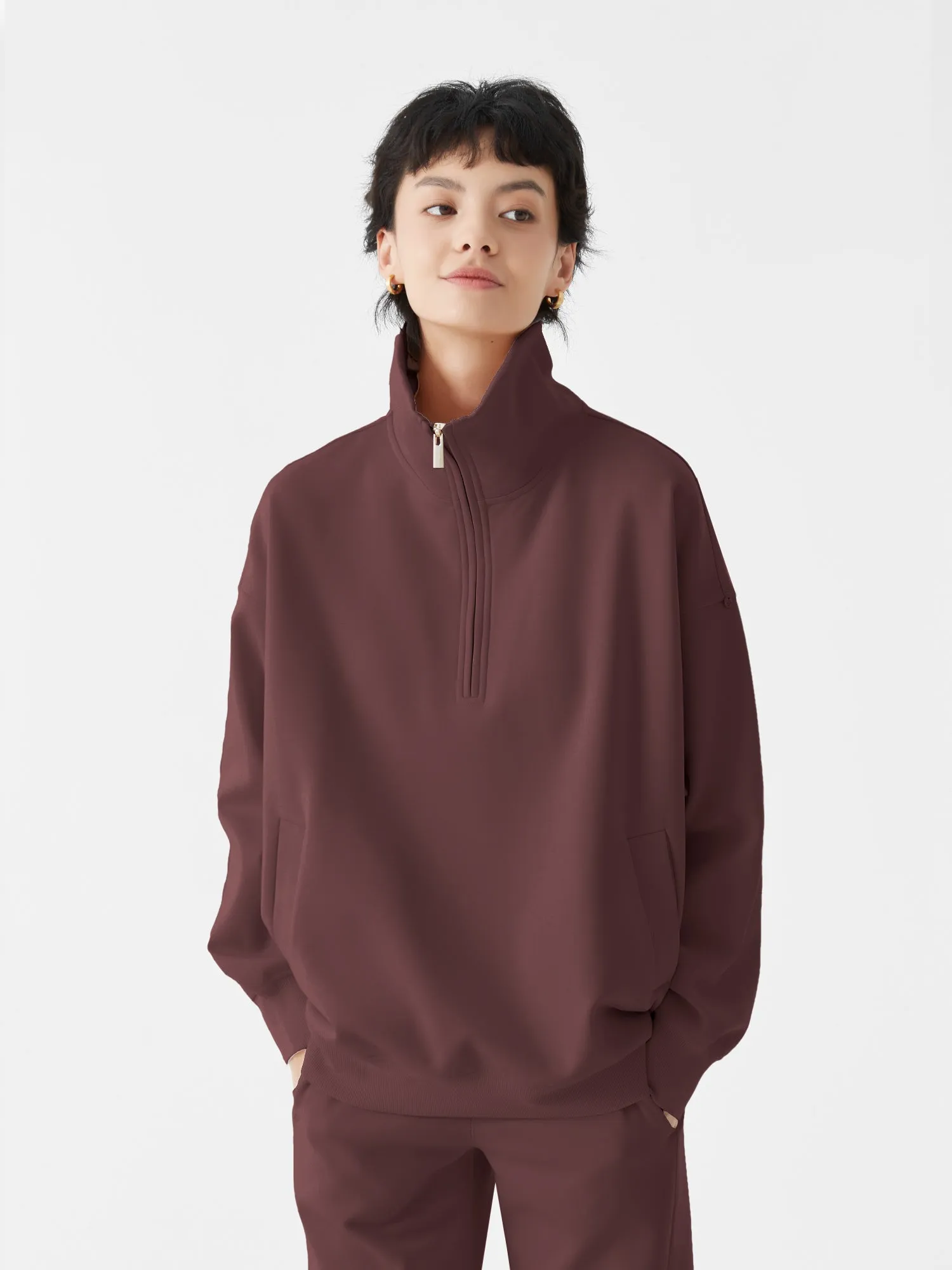 Cubby Half Zip-up Sweatshirt, Oversized