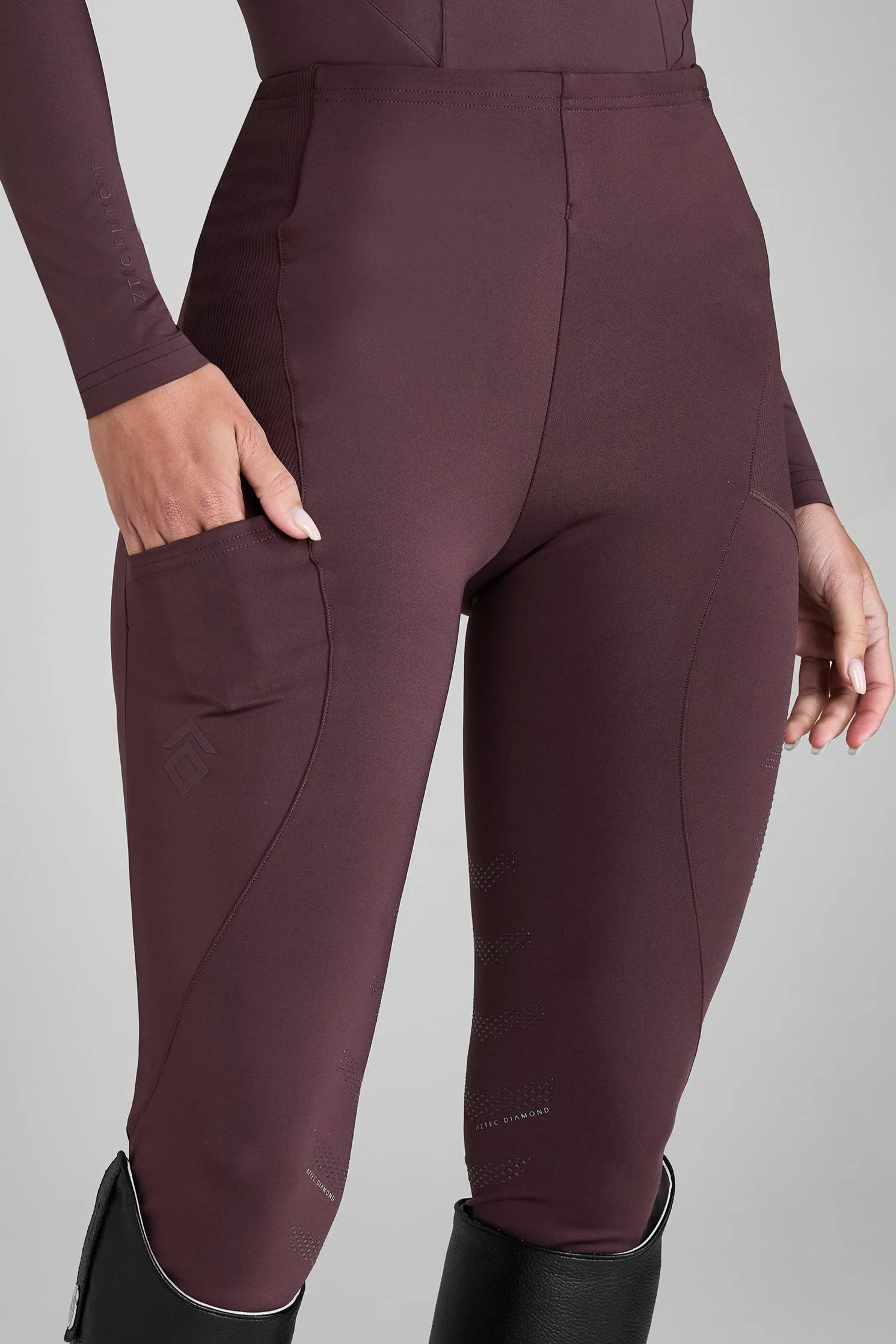 Deep Mauve Core Leggings Knee Grip