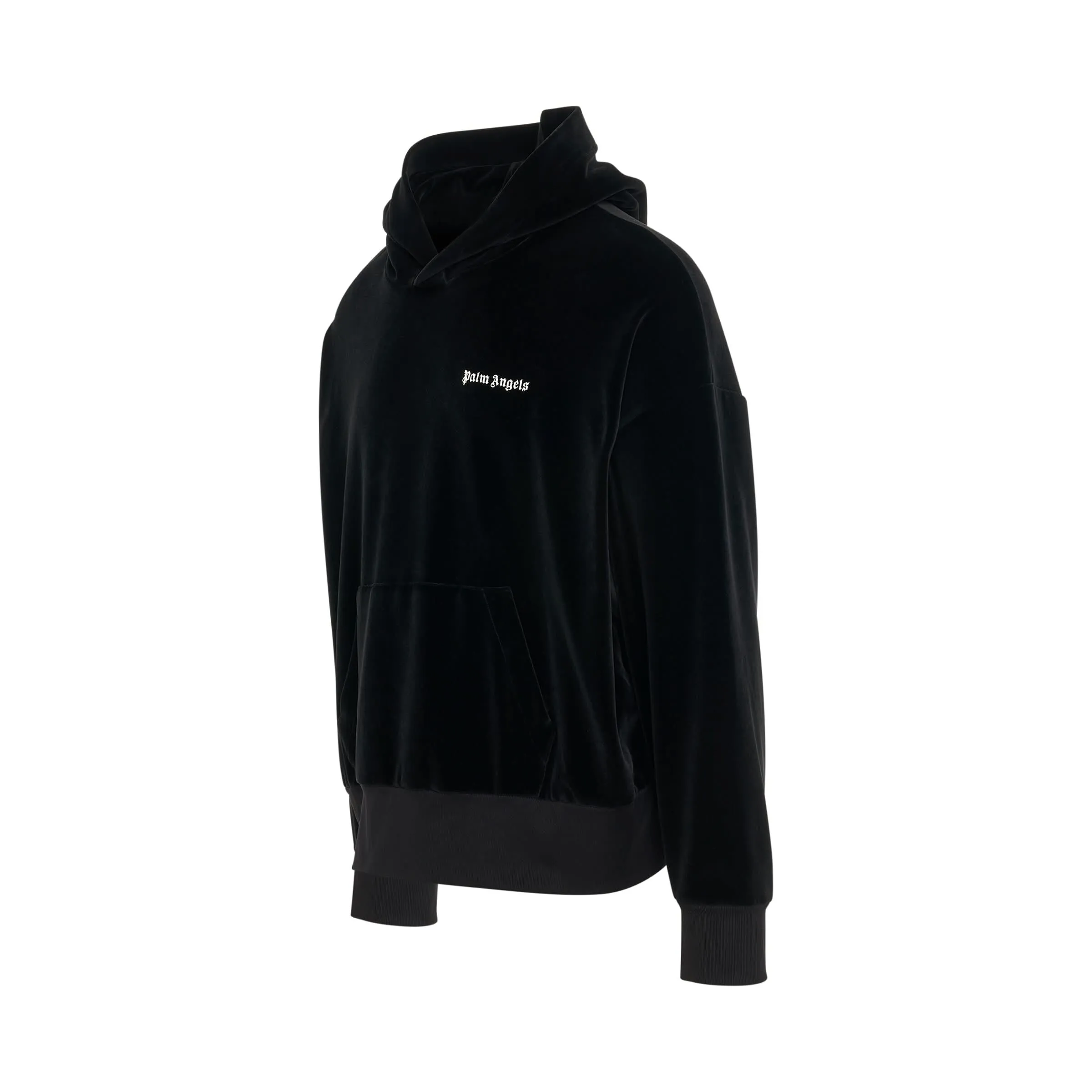 Embroidered Track Logo Hoodie in Black