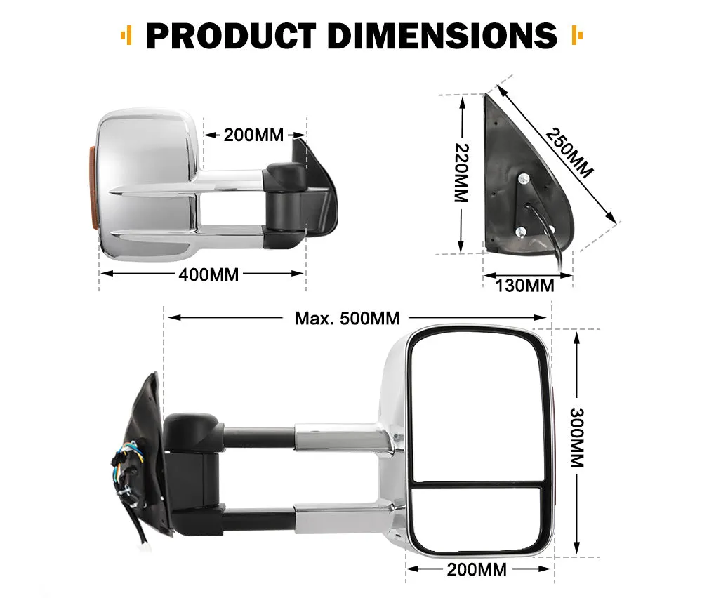 Extendable Towing Side Mirrors suits Toyota Hilux 2005-2015 N70