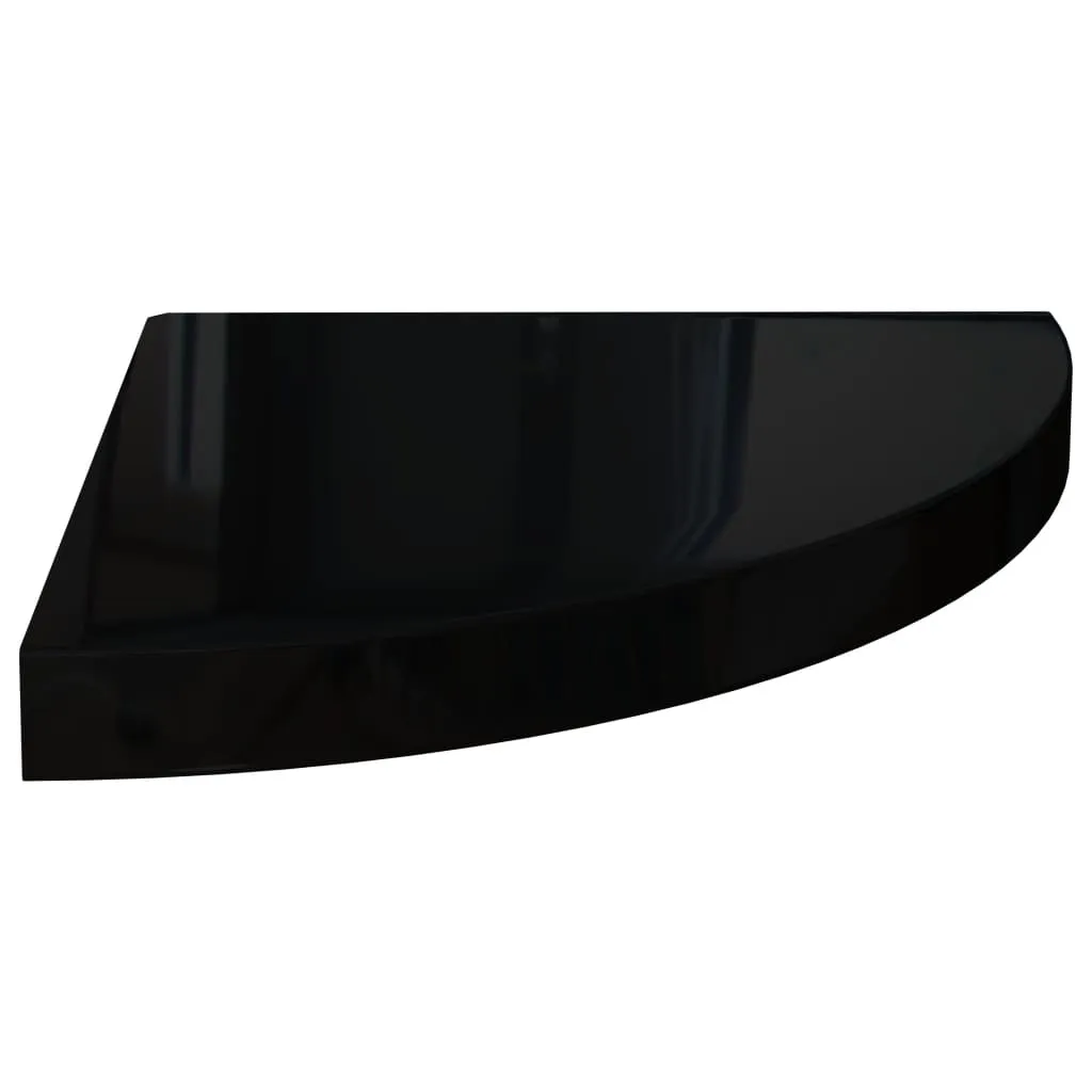 Floating Corner Shelves 2 pcs High Gloss Black 35x35x3.8 cm MDF