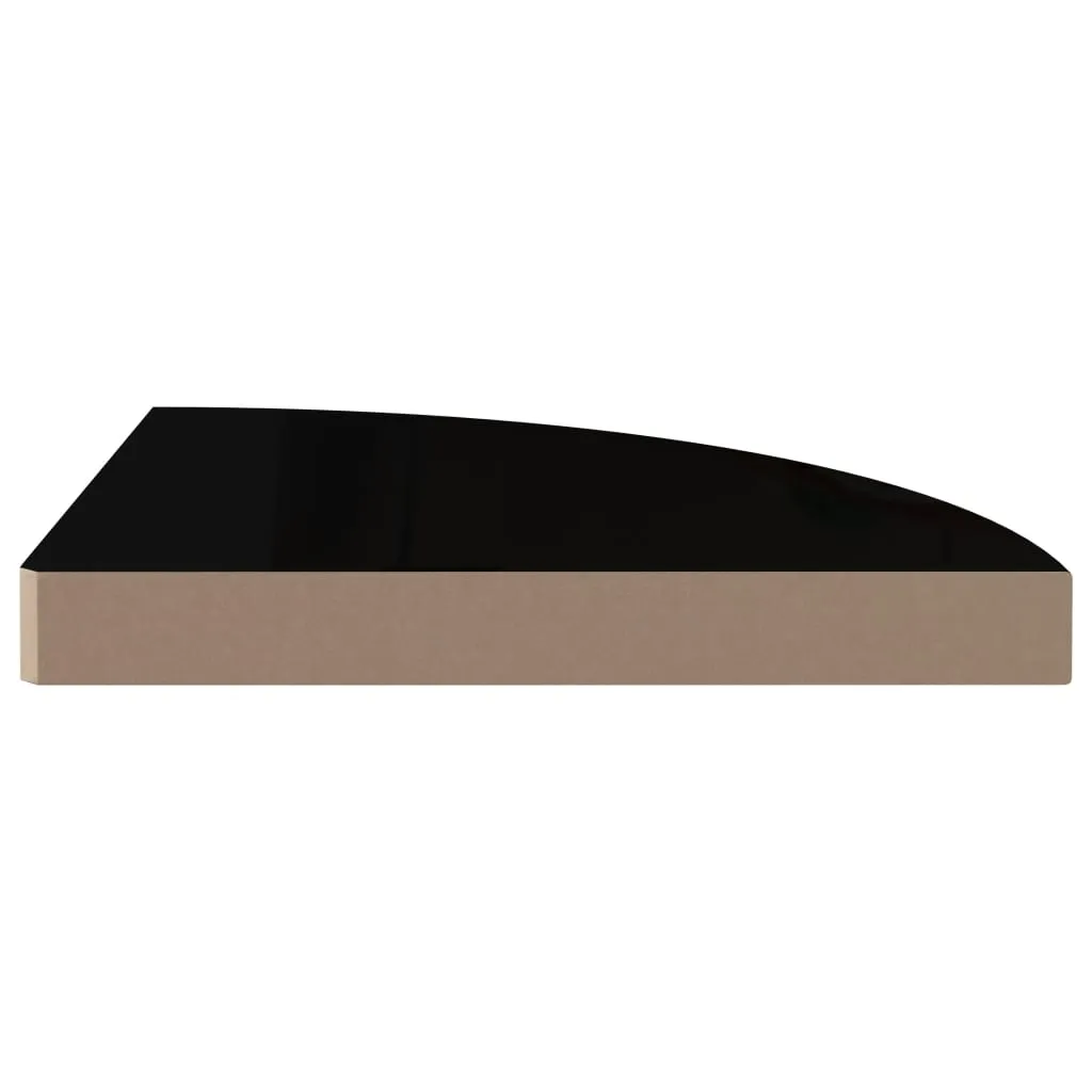 Floating Corner Shelves 2 pcs High Gloss Black 35x35x3.8 cm MDF