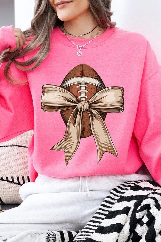 Football Bow Graphic Fleece Sweatshirts