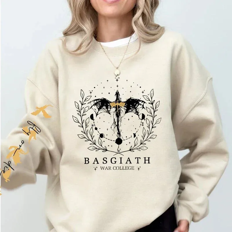 Fourth Wing Sweatshirt Women Pullover Basgiath War College Crewneck Sweatshirts Dragon Rider Streetwear Fantasy Reader Hoodie