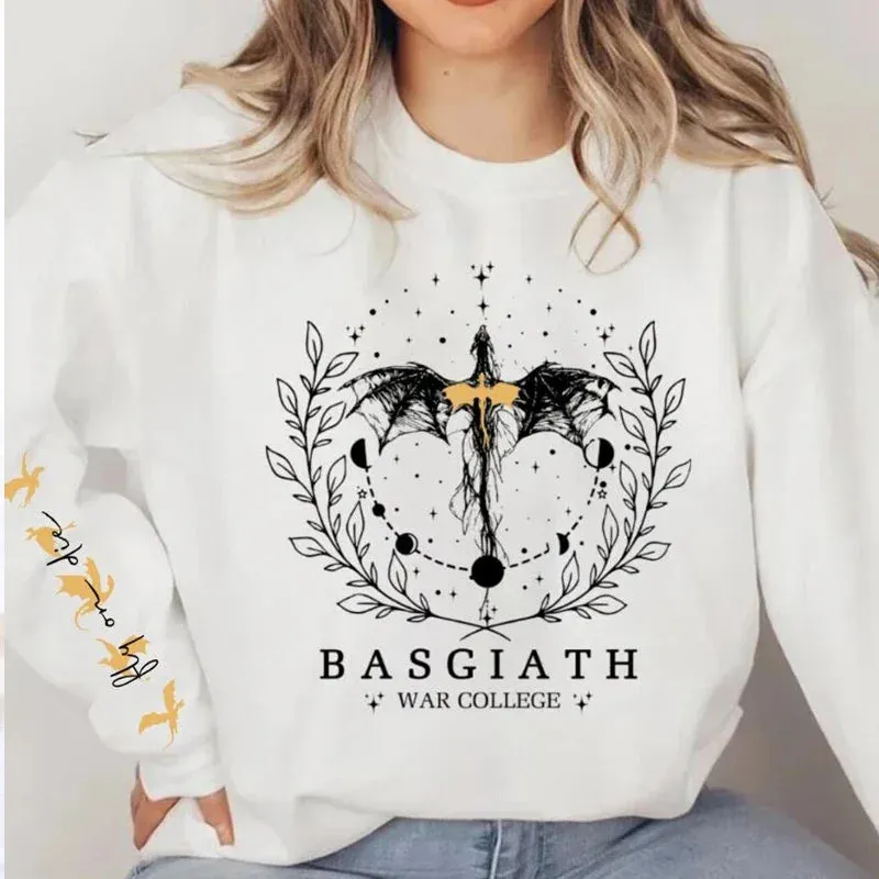 Fourth Wing Sweatshirt Women Pullover Basgiath War College Crewneck Sweatshirts Dragon Rider Streetwear Fantasy Reader Hoodie