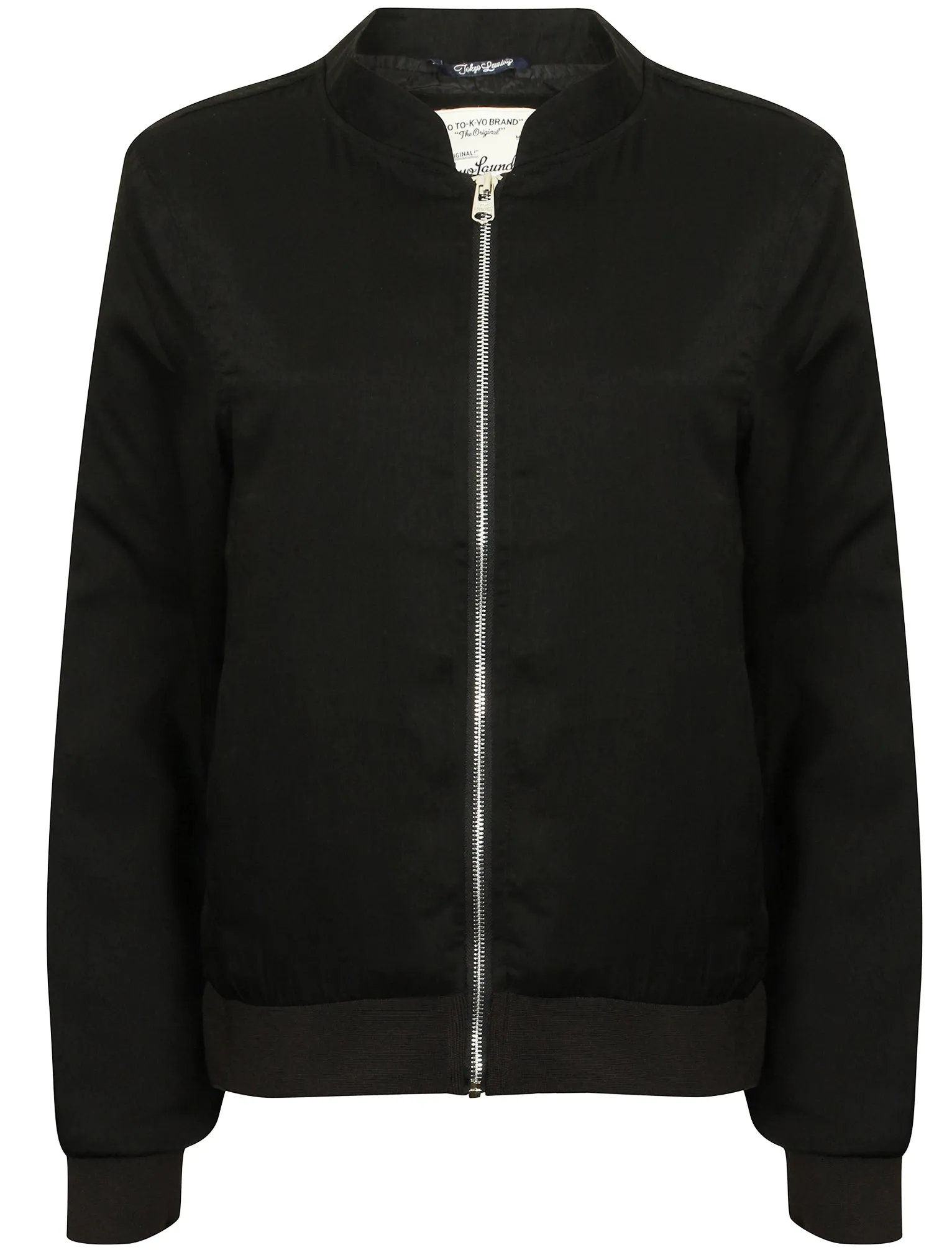 Garland Crushed Satin Bomber Jacket in Black - Tokyo Laundry