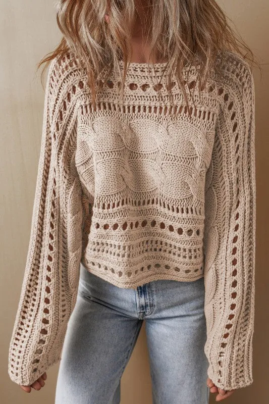 Gracie Cable Knit Cropped Sweater