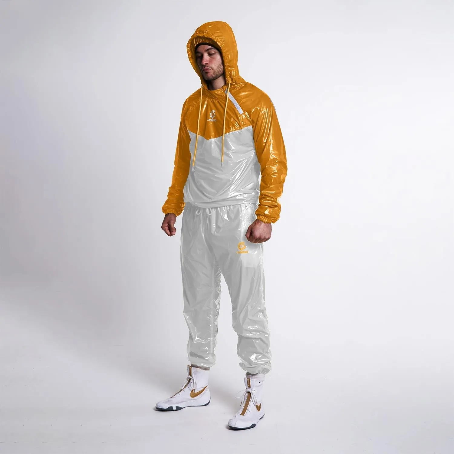 GymPro Sweat Suit, White/Gold