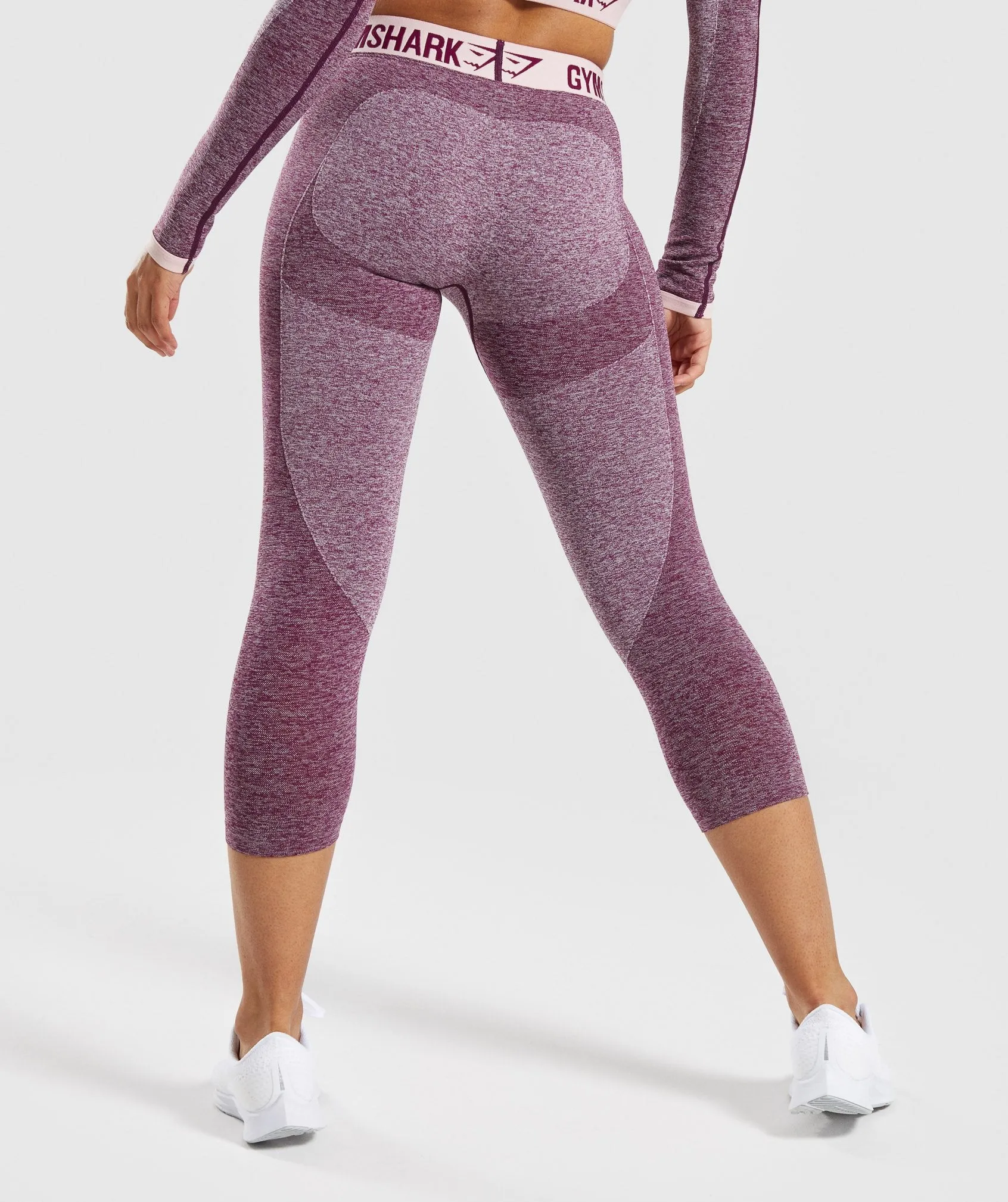 Gymshark Flex Cropped Leggings - Dark Ruby Marl/Blush Nude