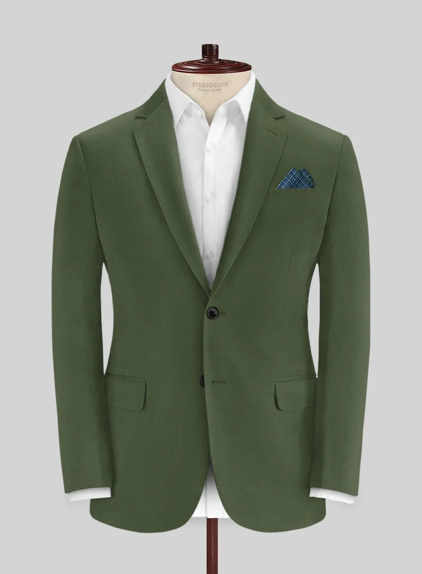 Italian Military Green Cotton Stretch Suit