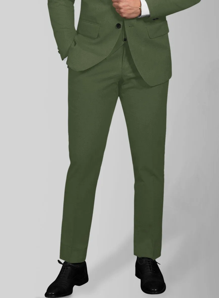 Italian Military Green Cotton Stretch Suit