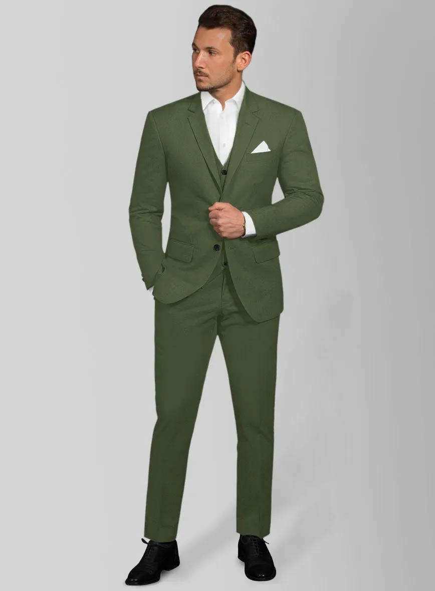 Italian Military Green Cotton Stretch Suit