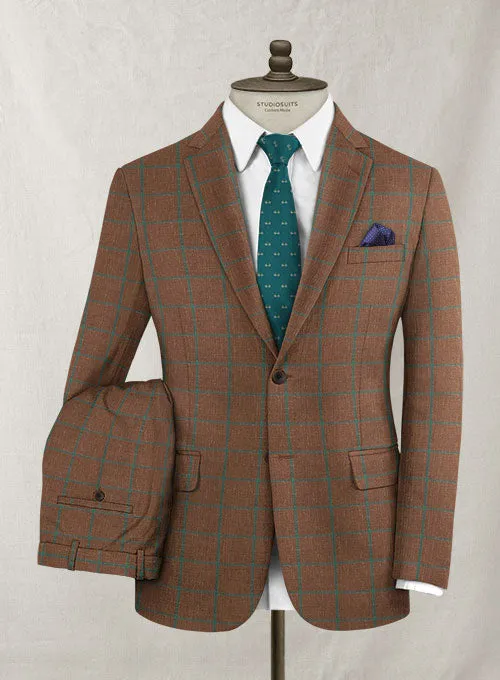 Italian Murano Aureta Brown Wool Linen Suit