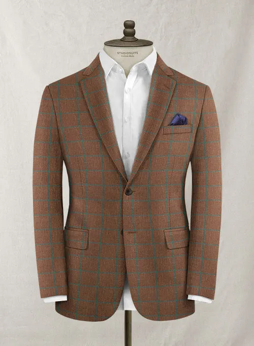 Italian Murano Aureta Brown Wool Linen Suit