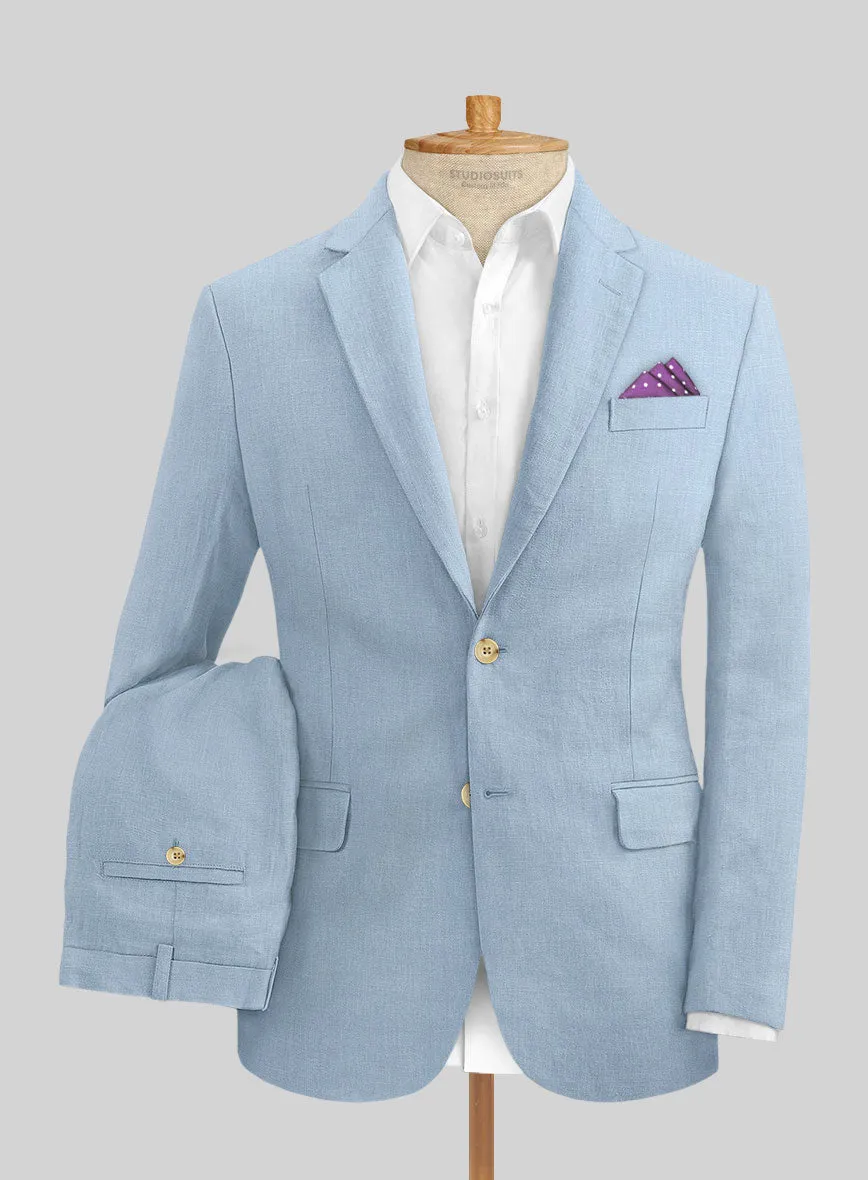 Italian Prato Powder Blue Linen Suit