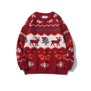 Jennette - Warm knitted sweater with vintage Christmas motifs for women