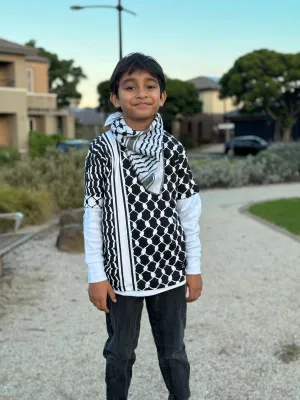 Keffiyeh Pattern Black & White T-Shirt for Kids' Fashion