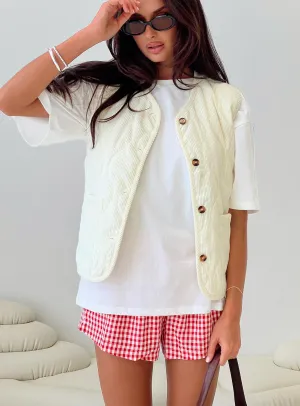 Little Things Quilted Vest Cream