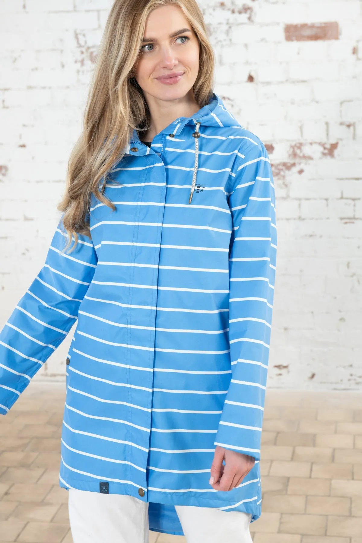 Long Beachcomber Jacket - Azure Blue Stripe