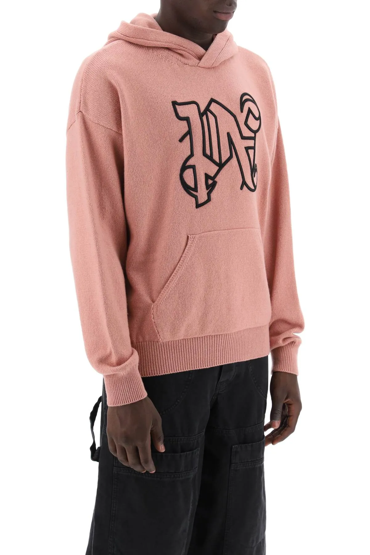 ma

knit sweatshirt with mon PMHU006R24KNI001 PINK BLACK