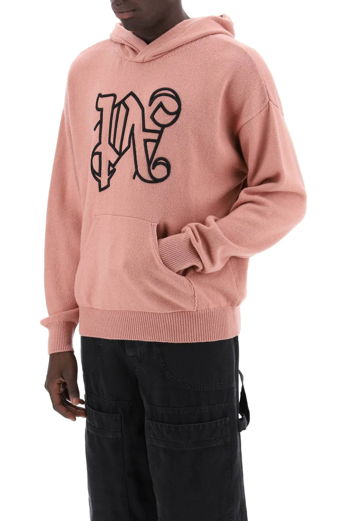 ma

knit sweatshirt with mon PMHU006R24KNI001 PINK BLACK